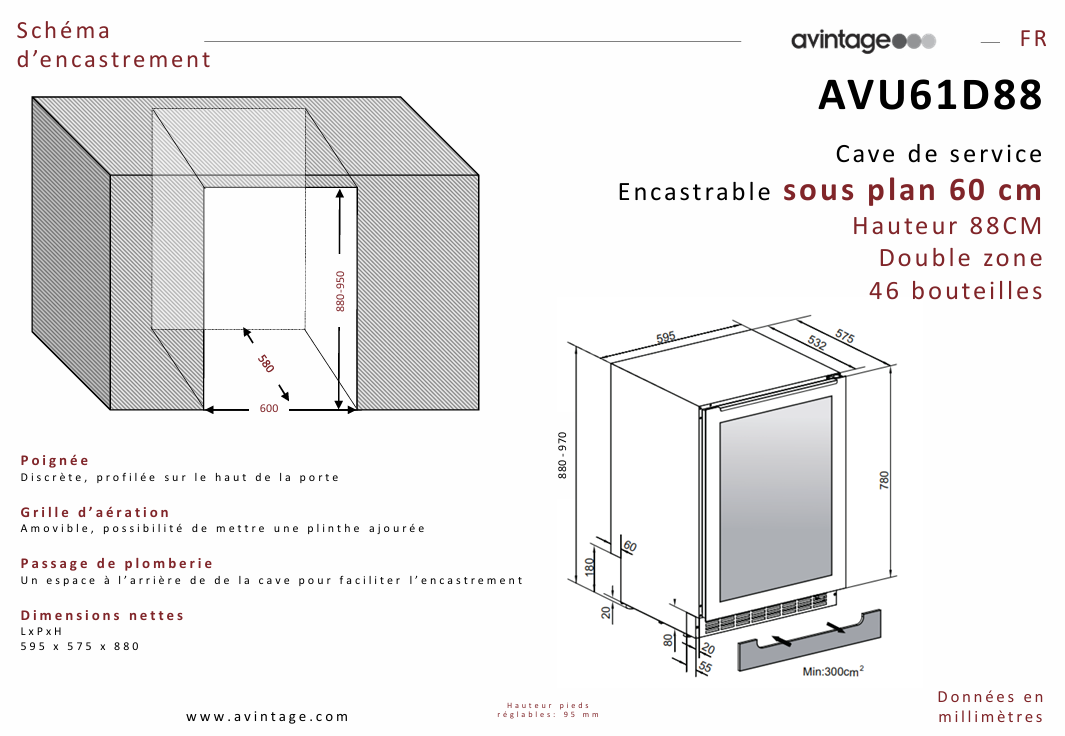 AVINTAGE AVU61D88 Vyno šaldytuvas